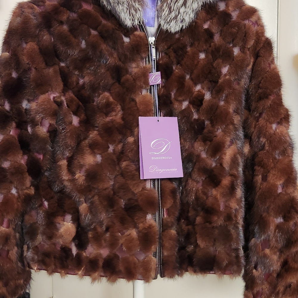 NWT Genuine Mink Fur Real Fox Fur Leather Coat  Only One Available - Picture 13 of 15